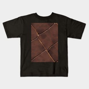 Brown Imitation leather, natural and ecological leather print #10 Kids T-Shirt